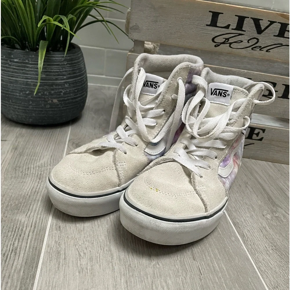 Vans Filmore Hi Tie Dye Heart Purple Pink Youth 4.5 Unisex Skate Shoes